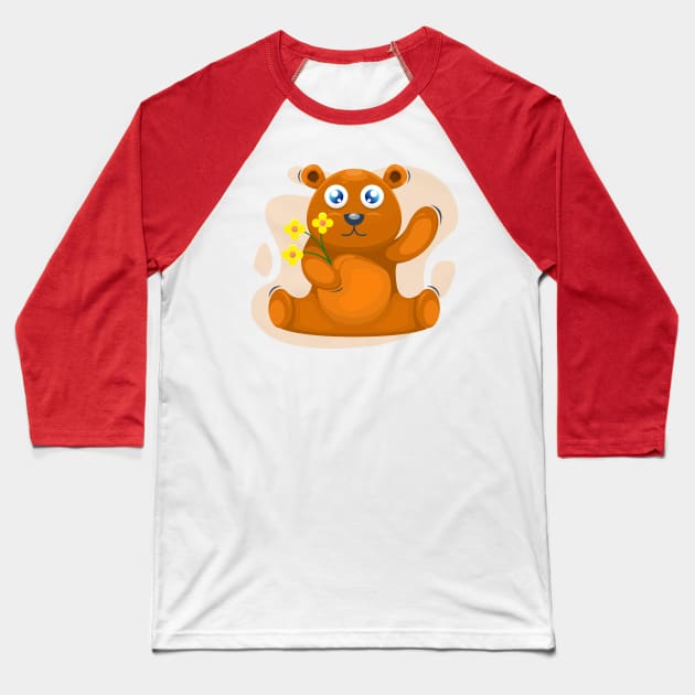 Bear with The Flower Baseball T-Shirt by KLE!